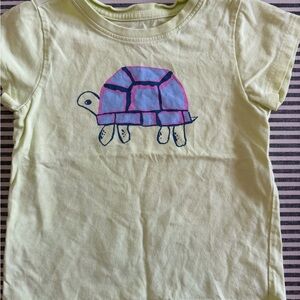Tea Collection Yellow Tee with Purple & Pink Turtle Graphic